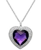 Amethyst (7-1/3 Ct. T.w.) And White Topaz (5/8 Ct. T.w.) Heart Pendant Necklace In Sterling Silver