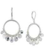 Nine West Silver-tone Shaky Disc Drop Hoop Earings