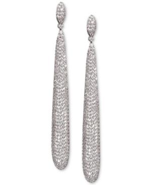 Nina Silver-tone Pave Slim Elongated Drop Earrings