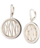 Dkny Gold-tone Logo Circle Drop Earrings, Created For Macy's