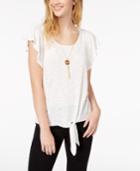 Bcx Juniors' Tie-hem Necklace Top