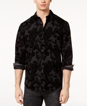I.n.c. Men's Flocked Paisley Shirt, Created For Macy's