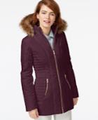 Celebrity Pink Faux-fur-trim Quilted Puffer Coat