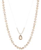 Lonna & Lilly Gold-tone Double Layer Crystal Pendant Necklace