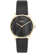 Dkny Women's Greenpoint Black Leather Strap Watch 36mm, Created For Macy's