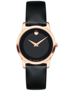 Movado Women's Swiss Museum Classic Black Leather Strap Watch 28mm 0607079