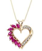 Ruby (3/4 Ct. T.w.) & Diamond Accent Heart Pendant Necklace In 14k Gold