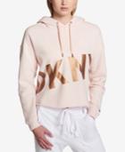 Dkny Cropped Fleece Graphic Hoodie