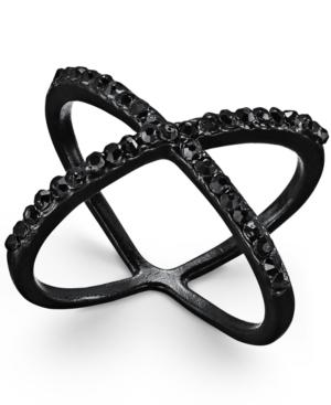 Inc International Concepts Jet-tone Pave X Ring, Only At Macy's