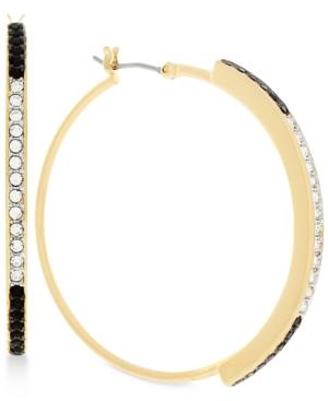 Vince Camuto Gold-tone Clear And Jet Crystal Hoop Earrings