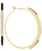 Vince Camuto Gold-tone Clear And Jet Crystal Hoop Earrings