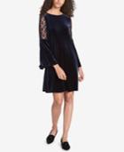 Tommy Hilfiger Velvet Crochet-lace Dress, Created For Macy's