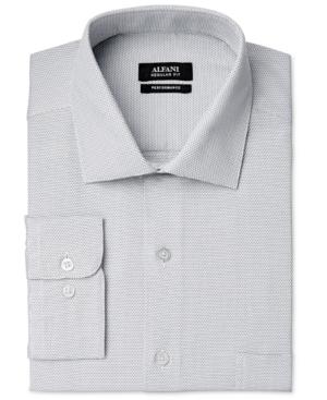 Alfani Men's Classic-fit Performance Silver Zig-zag Textured Dress Shirt, Only At Macy's
