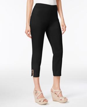 Jm Collection Pull-on Lattice-inset Capri Pants, Created For Macy's