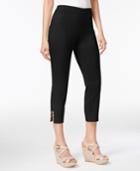 Jm Collection Pull-on Lattice-inset Capri Pants, Created For Macy's