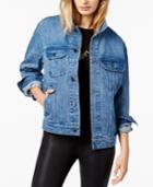The Style Club Embroidered Faces Denim Jacket