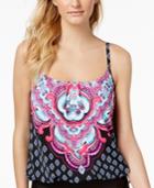 24th & Ocean Carpet Ride Printed Underwire Tankini Top Women's Swimsuit