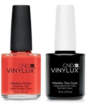 Creative Nail Design Vinylux Electric Orange Nail Polish & Top Coat (two Items), 0.5-oz, From Purebeauty Salon & Spa