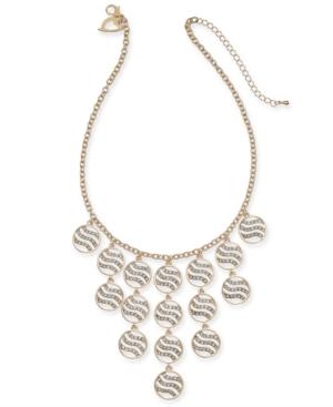 Thalia Sodi Gold-tone Crystal Tiger Stripe Disc Statement Necklace, 16 + 3 Extender, Created For Macy's