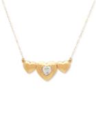 Cubic Zirconia Triple Heart 17 Pendant Necklace In 10k Gold