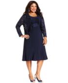 R & M Richards Plus Size Sleeveless Embroidered Dress And Jacket