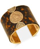 Lucky Brand Gold-tone Tortoiseshell-look Ornate Cuff Bracelet