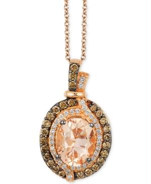 Le Vian Chocolatier Vanilla Diamonds (1/8 C.t. T.w.), Chocolate Diamonds (1/3 C.t. T.w.) And Peach Morganite (1-1/4 Ct T.w.) Pendant In 14k Strawberry Rose Gold, Only At Macy's