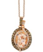 Le Vian Chocolatier Vanilla Diamonds (1/8 C.t. T.w.), Chocolate Diamonds (1/3 C.t. T.w.) And Peach Morganite (1-1/4 Ct T.w.) Pendant In 14k Strawberry Rose Gold, Only At Macy's