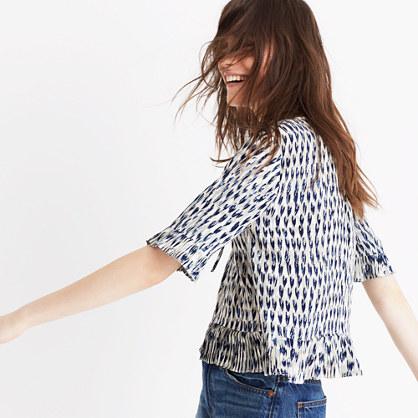 Madewell Sunpleat Lace-up Top In Painted Feathers