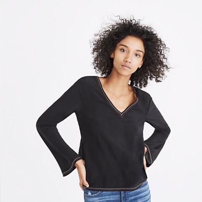 Madewell Silk Stitched Tie-back Top