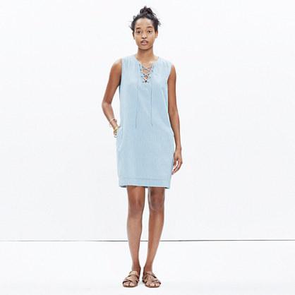 Madewell Chambray Lace-up Shift Dress