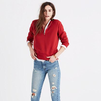 Madewell Rivet & Thread Distressed Half-zip Sweatshirt