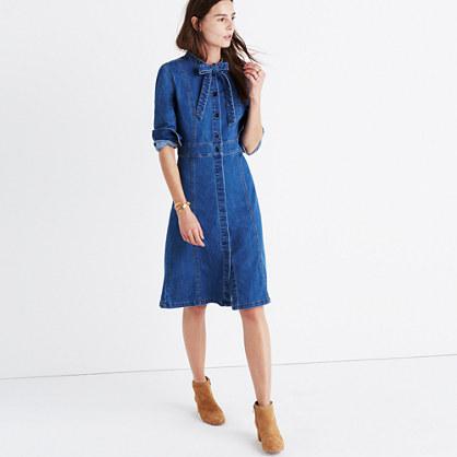 Madewell Denim Tie-neck Shirtdress