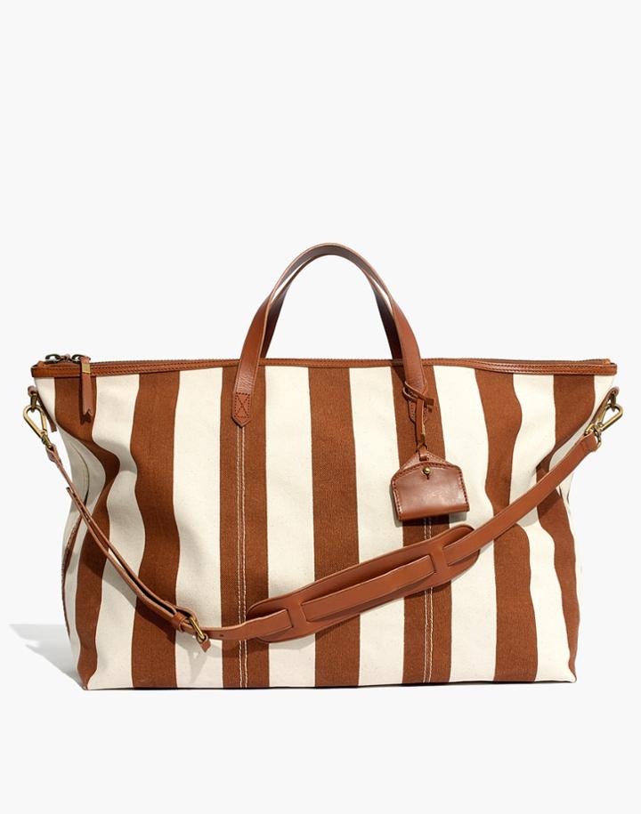 Madewell The Transport Weekender In Striped Canvas