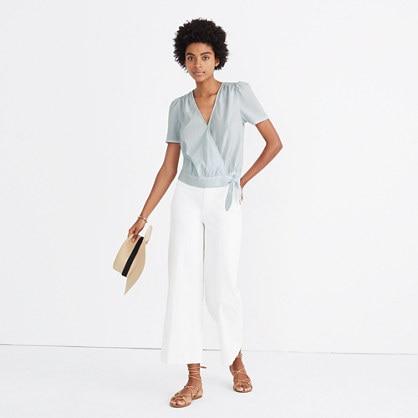 Madewell Short-sleeve Wrap Top In Stripe