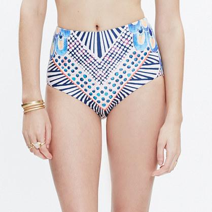 Madewell Mara Hoffman® High-waisted Bikini Bottom In Peacock Print