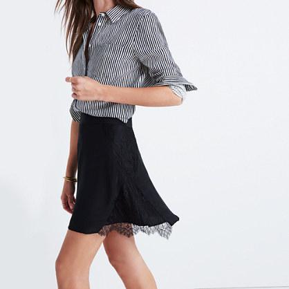 Madewell Silk Lowlight Lace-inset Skirt