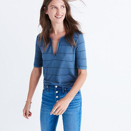 Madewell Anthem Split-neck Tee In Kimball Stripe