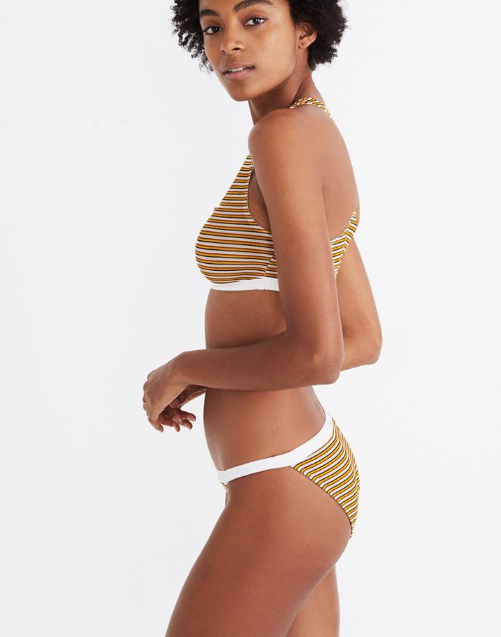 Madewell Rib Knit Banded Bikini In Costello Stripe