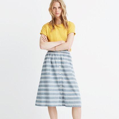 Madewell Striped Button-front Midi Skirt