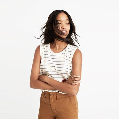 Madewell Whisper Cotton Crewneck Muscle Tank In Selby Stripe