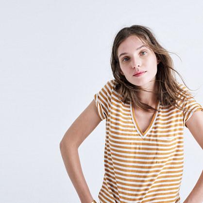 Madewell Whisper Cotton V-neck Pocket Tee In Fenwick Stripe