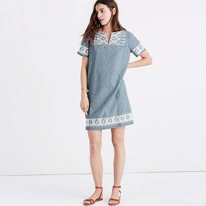 Madewell Embroidered Chambray Tunic Dress