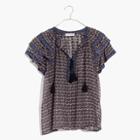 Madewell Ulla Johnson&trade; Silk Ruffle-sleeve Print Top