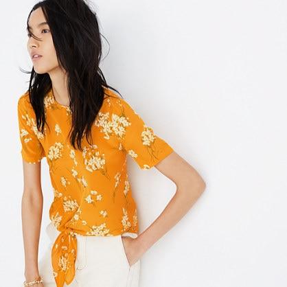 Madewell Silk Button-back Tie Tee In Butterfly Garden