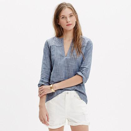 Madewell Almond Surfboard™ Gramercy Chambray Top