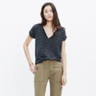 Madewell Turntable Split-neck Tee In Oakland Stripe