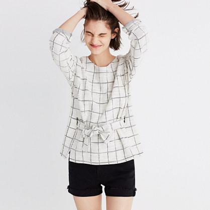 Madewell Windowpane Tie-front Top
