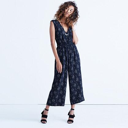 Madewell Wrap-front Culotte Jumpsuit In Vine Scatter