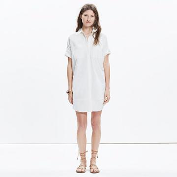 Madewell Courier Shirtdress In Pure White